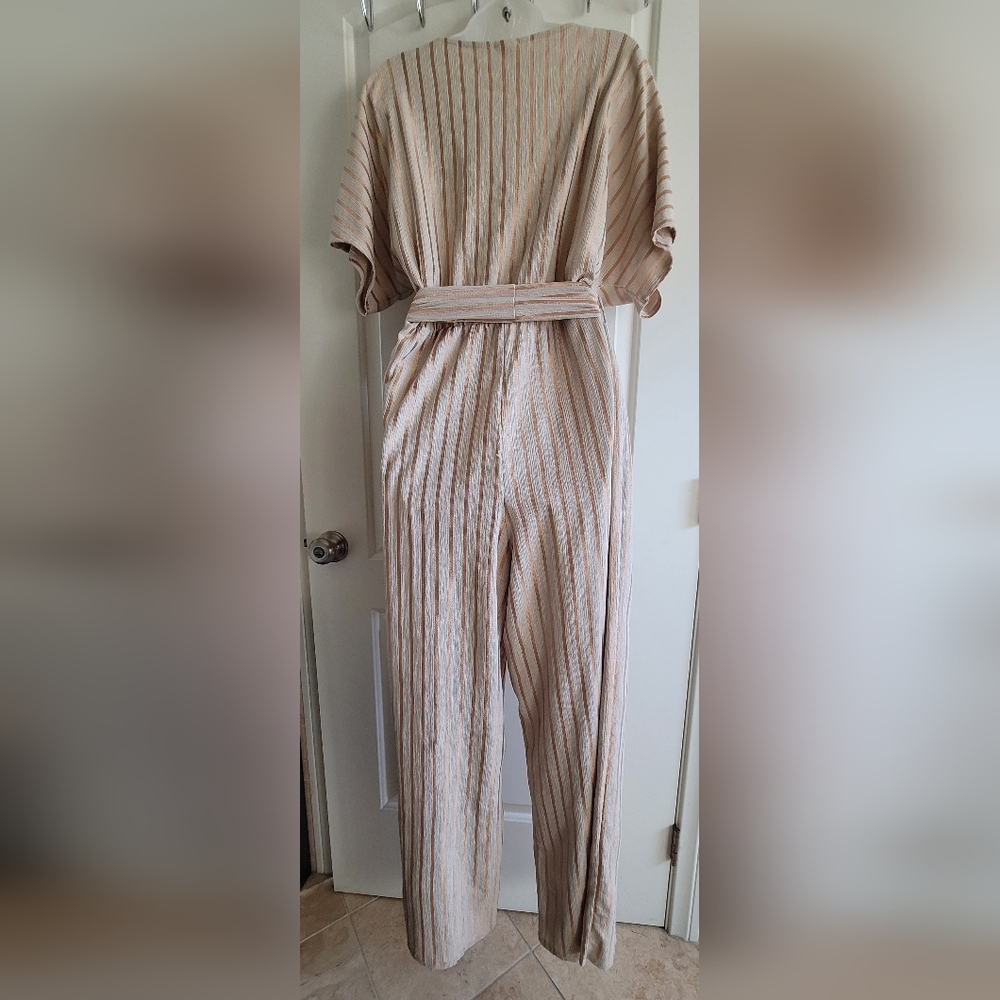H&M Beige Striped Wide Leg Jumpsuit - Picture 3 of 12